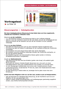 Steuerungsarten  |  Kabelgebunden – 					 Achten Sie beim Mitgehen nicht nur auf die Last, sondern auch auf Stolperstellen. 